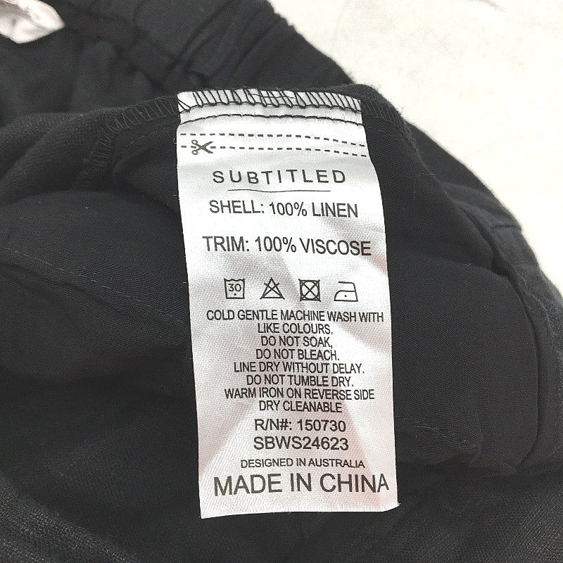 Subtitled Jemimah Black Linen Blend Relaxed Fit Trousers Ladies Size XL NEW