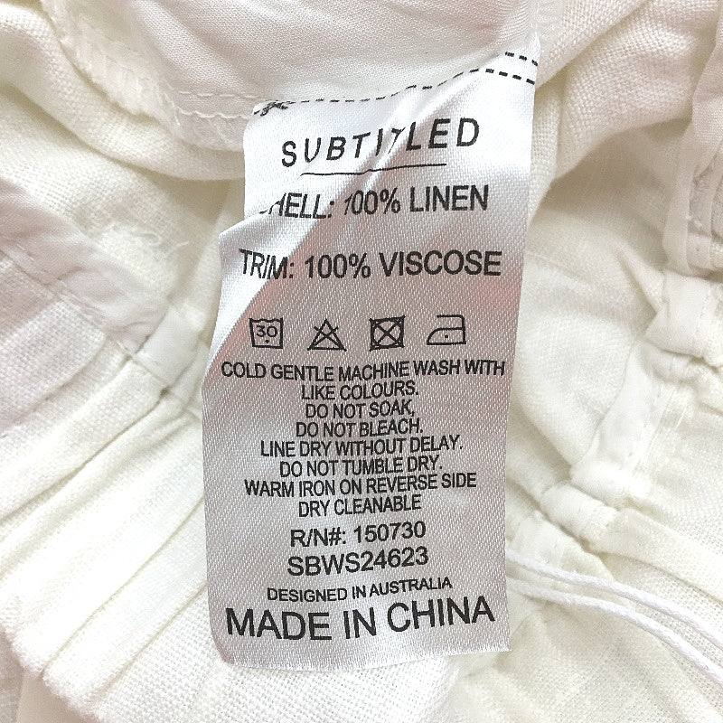 Subtitled Jemimah White Linen Blend Relaxed Fit Trousers Ladies Size Small NEW