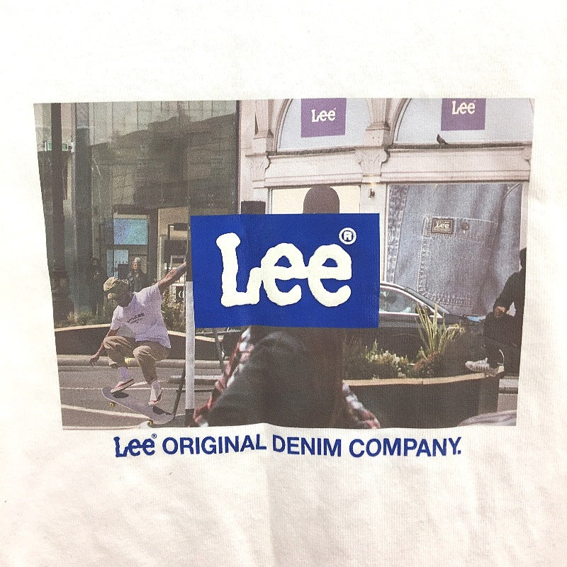 Lee Box Logo Baggy Recycled Cotton Vintage White Tee Shirt Mens Size Medium NEW