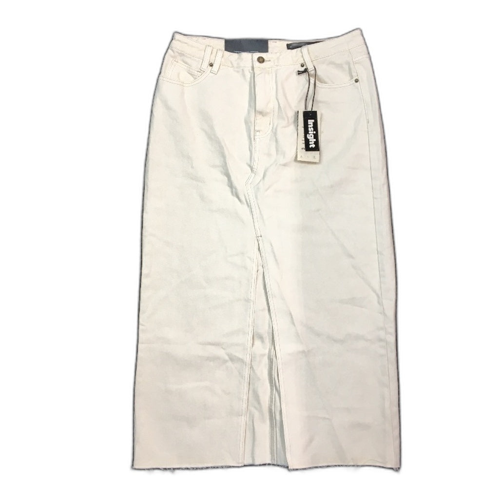 Insight Eva Chalk White High Rise Denim Front Slit Maxi Skirt Ladies Size 32 NEW