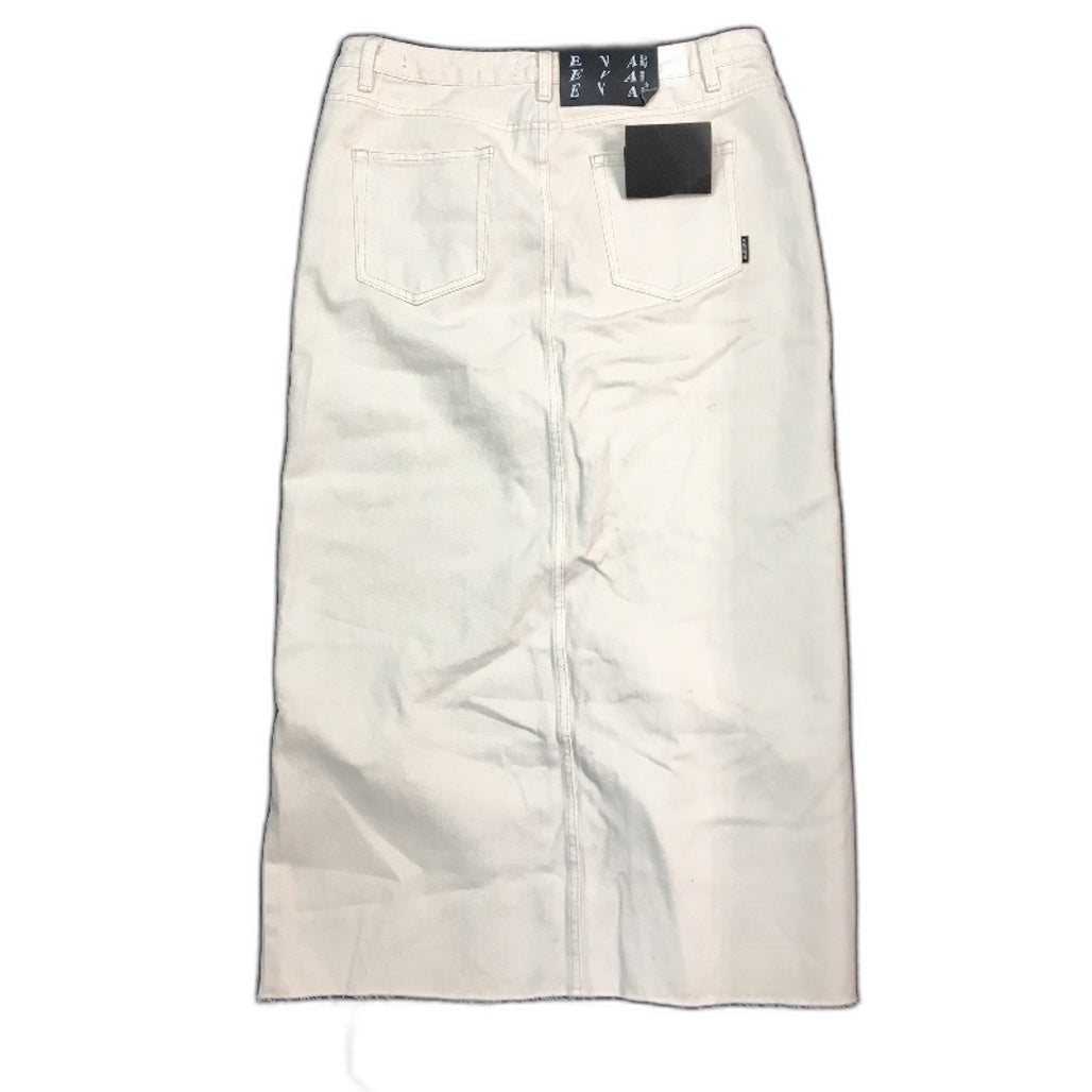 Insight Eva Chalk White High Rise Denim Front Slit Maxi Skirt Ladies Size 32 NEW