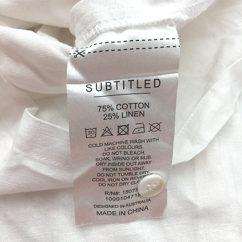 Subtitled Joslin Boxy Longsleeve Shirt White Playsuit Ladies Size XS NEW