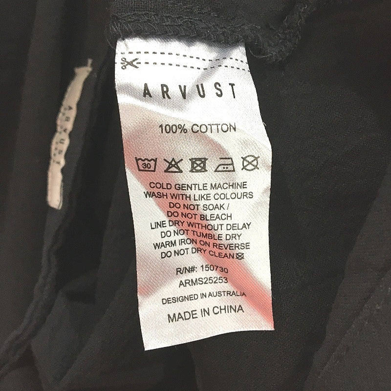 Arvust Soren Shortsleeve Black Cotton Resort Shirt Mens Size Medium NEW