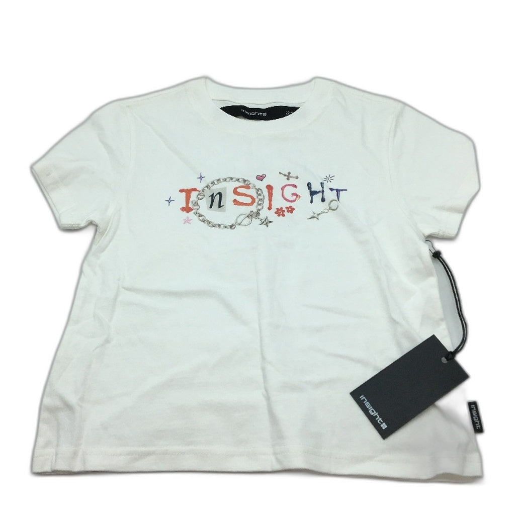 Insight Rumors Graphic Print White Cotton Baby Tee Shirt Ladies Size XS NEW