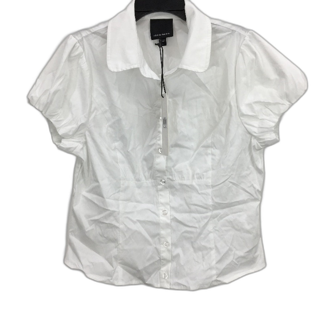 Alice In The Eve Monica Button Down Balloon Sleeve White Top Ladies Size L NEW