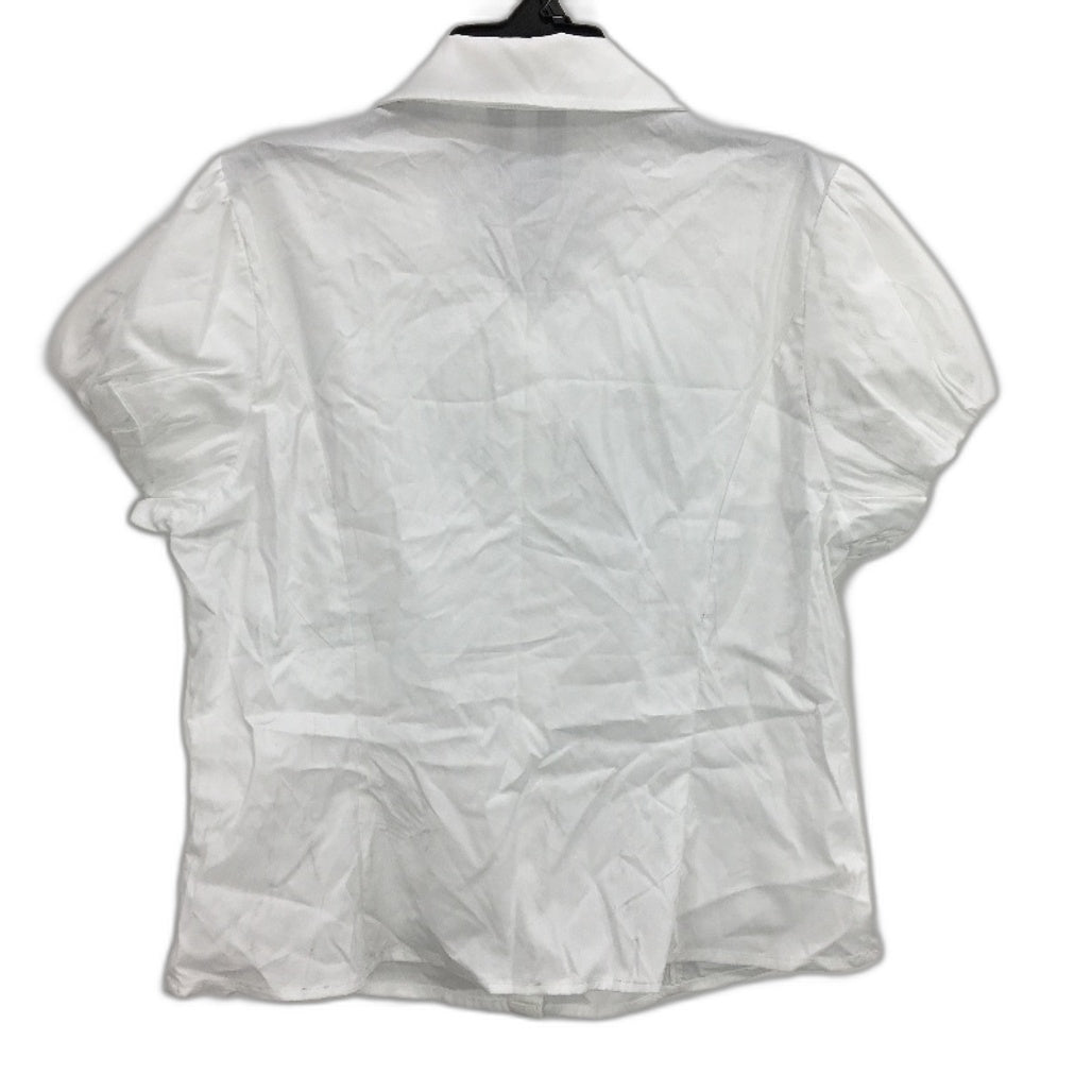 Alice In The Eve Monica Button Down Balloon Sleeve White Top Ladies Size L NEW