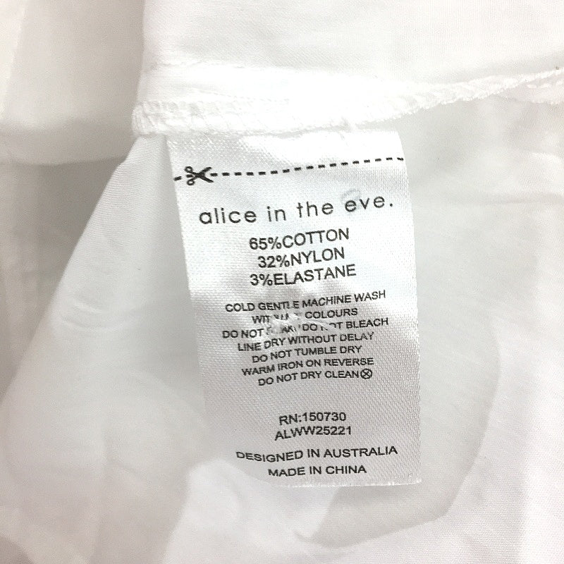 Alice In The Eve Monica Button Down Balloon Sleeve White Top Ladies Size L NEW