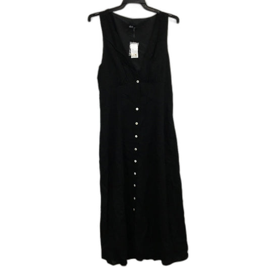 Dotti Bridget Black Midi Dress - Viscose Linen Blend Flowy Ladies Size AU 10 NEW