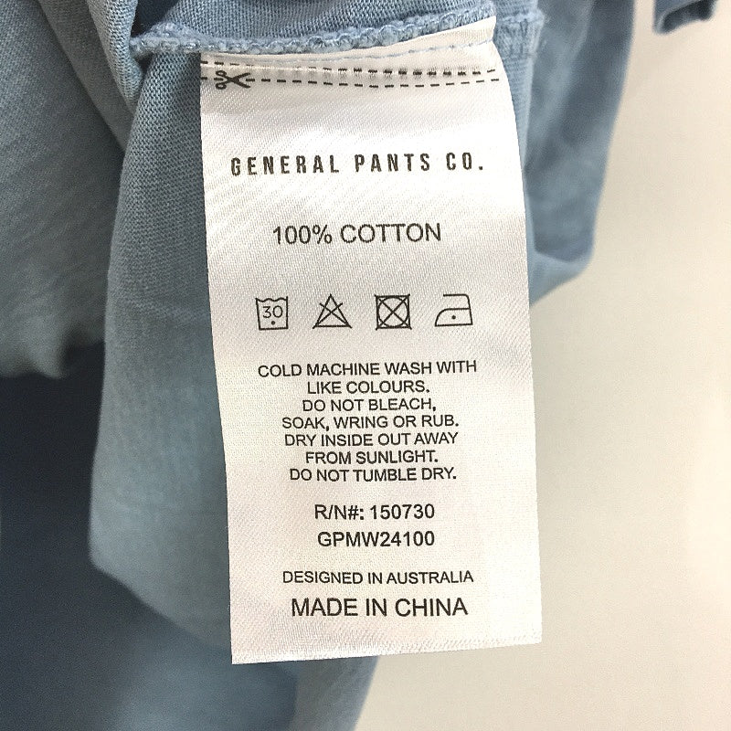 General Pants 100% Cotton Blue OG Vintage Plain T-Shirt Mens S NEW
