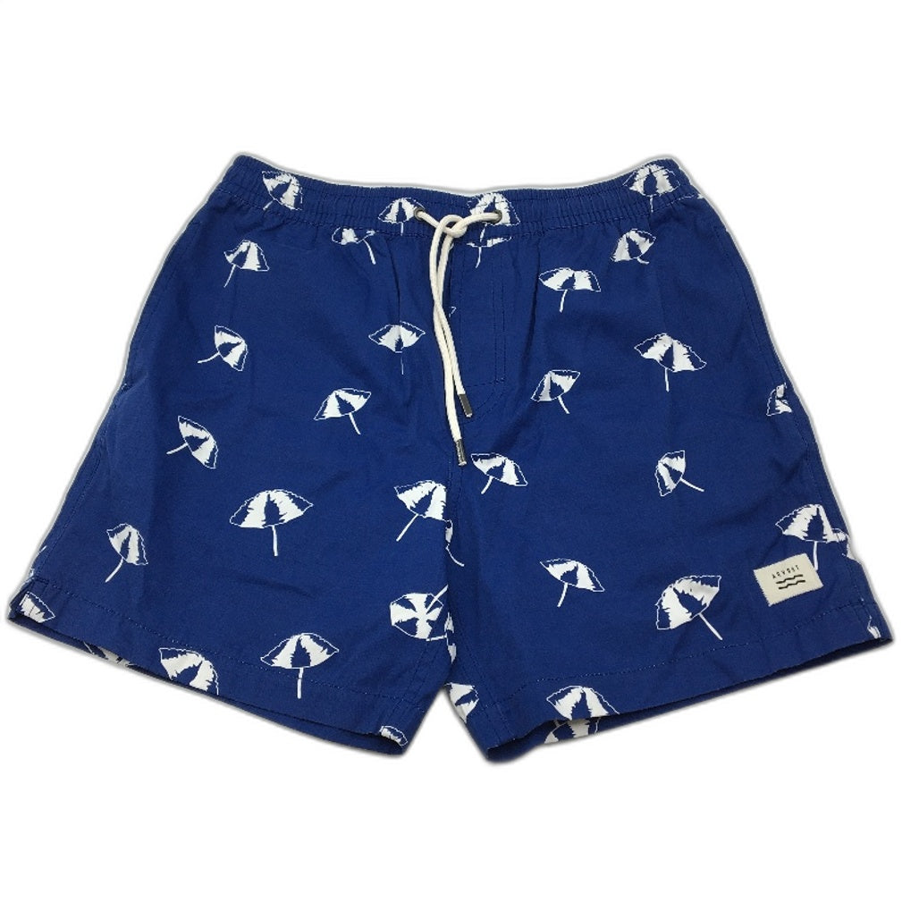Arvust Holiday 16" Volley Blue Drawstring Umberella Print Shorts Mens Sz 30 NEW
