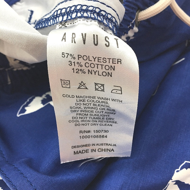 Arvust Holiday 16" Volley Blue Drawstring Umberella Print Shorts Mens Sz 30 NEW