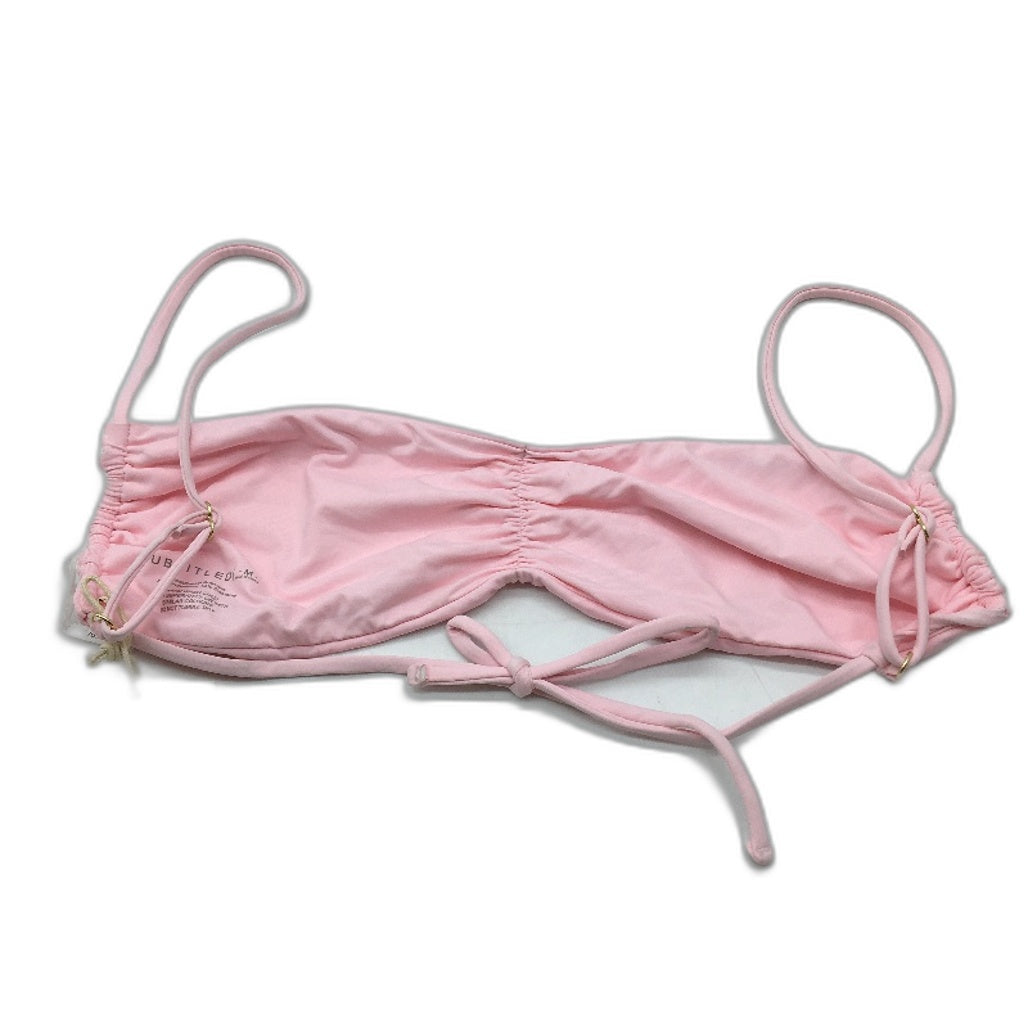 Subtitled Aust Design Baby Pink Gather Front Bikini Top Ladies Size Medium NEW