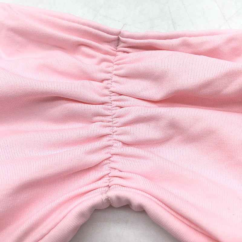Subtitled Aust Design Baby Pink Gather Front Bikini Top Ladies Size Medium NEW