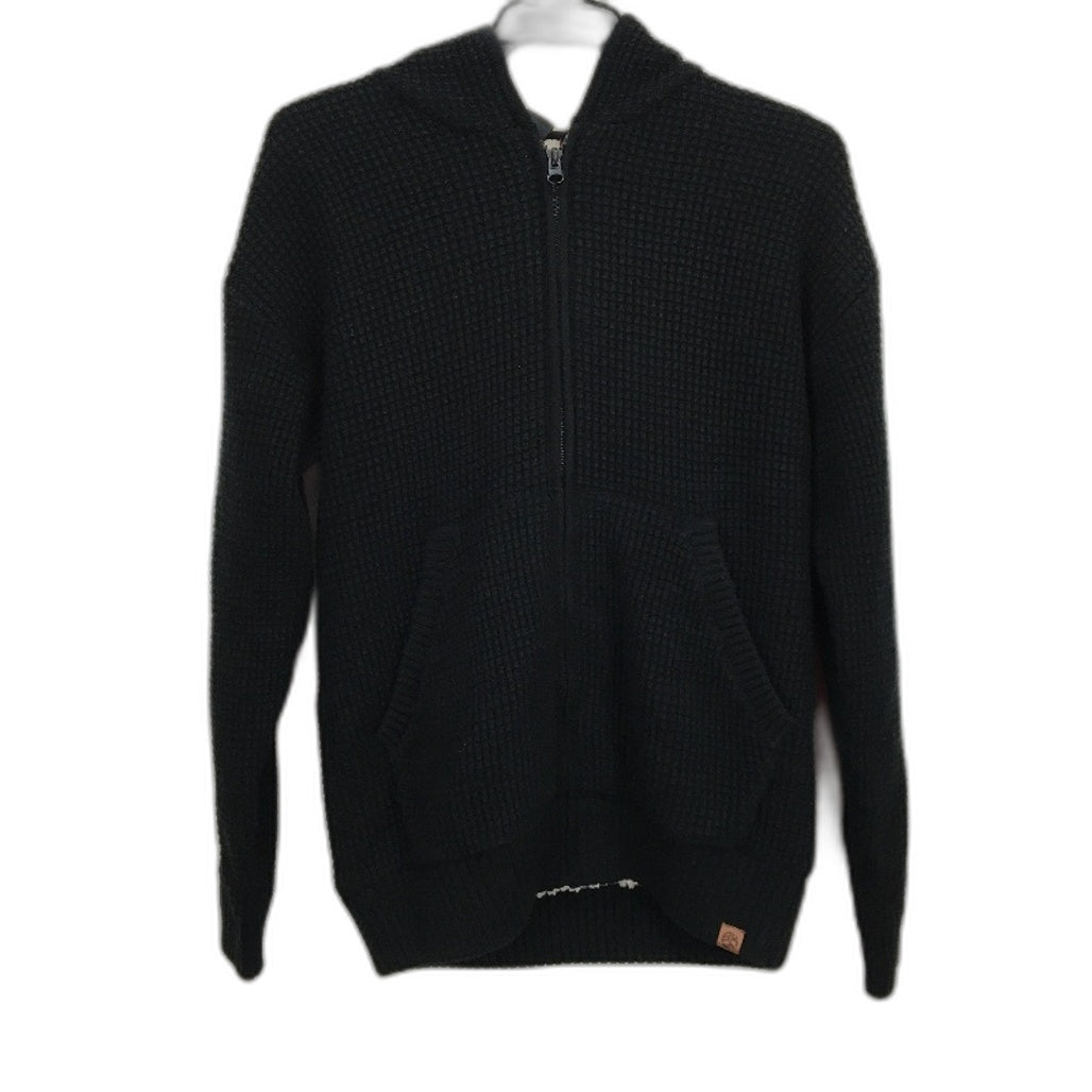 Bauhaus Black Heavyweight Knit Woolen Inside Zip Up Hooded Jacket NEW