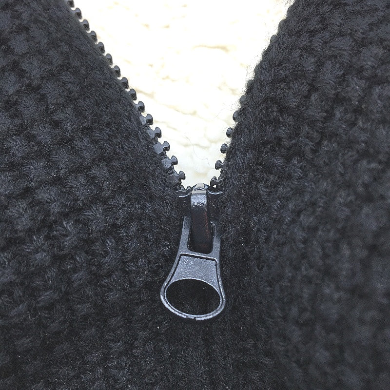 Bauhaus Black Heavyweight Knit Woolen Inside Zip Up Hooded Jacket NEW