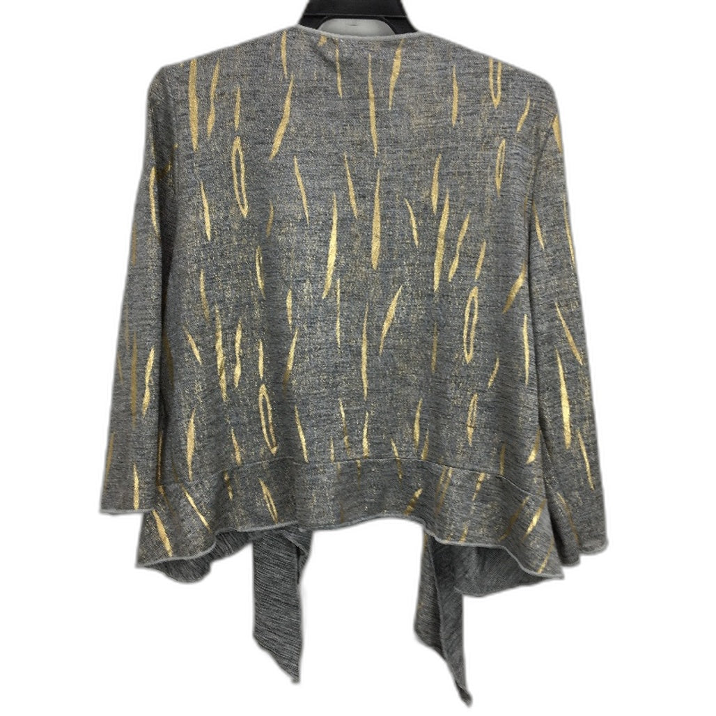 Lilia Lightweight Knit Cardigan Long Sleeve Grey And Gold NEW