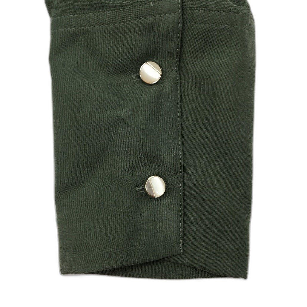 Basque Green Long Sleeve Buton Up Satin Like Collared Shirt NEW