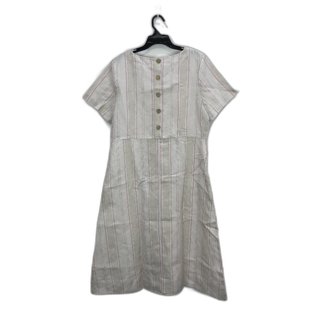 Regatta Pink Stripe Linen Blend Short Sleeve Dress for Women - Size 10 Multicolored
