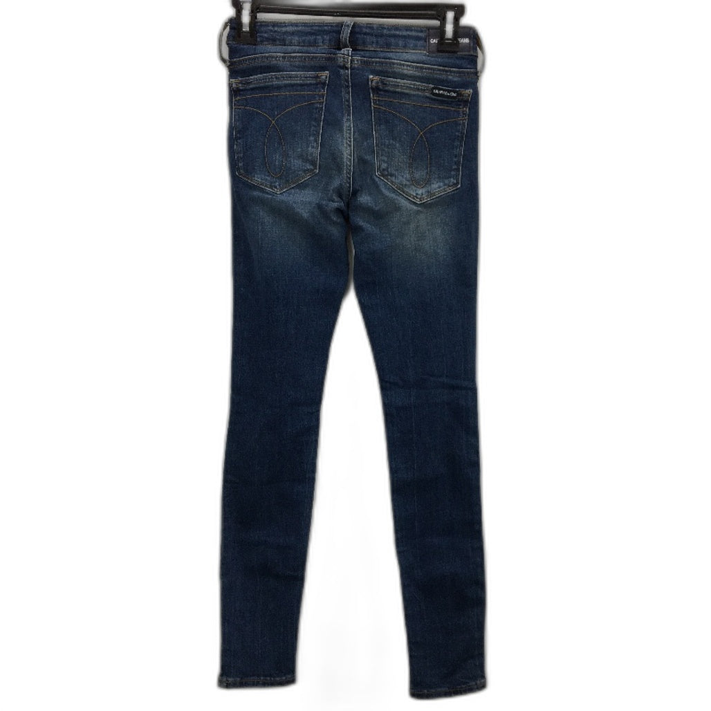 Calvin Klein Womens Skinny Ripped Jeans in Blue - W24 L30, Cotton Elastane Fit