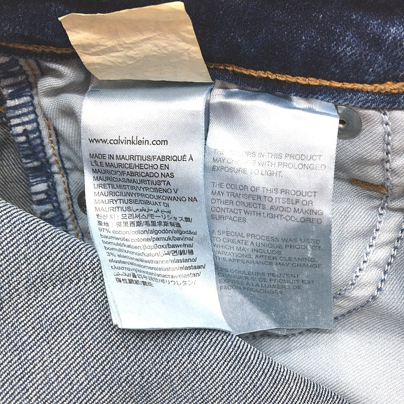 Calvin Klein Womens Skinny Ripped Jeans in Blue - W24 L30, Cotton Elastane Fit