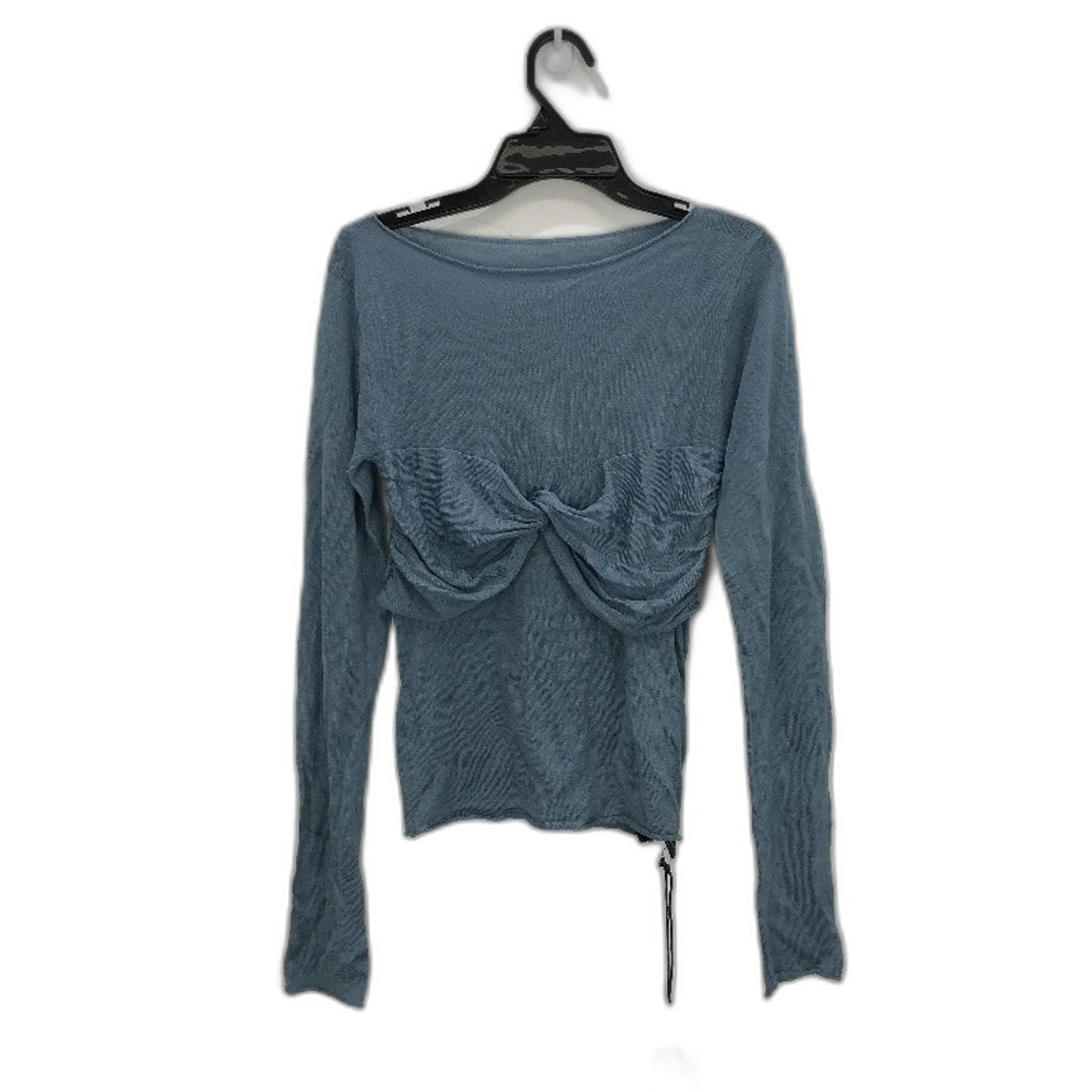 Alice in the Eve Blue Tencel Penny Sweatheart Knit Long Sleeve Women's Top Size S NEW