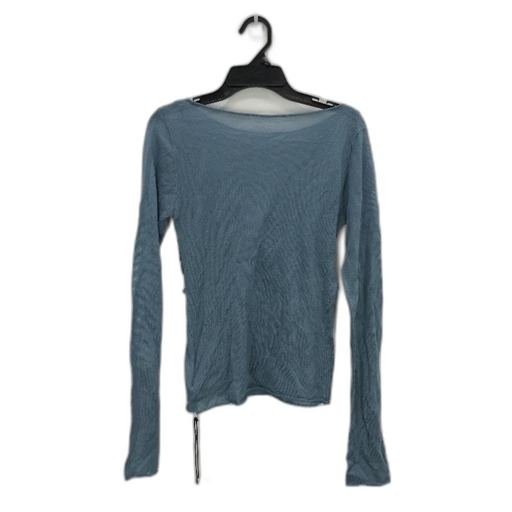 Alice in the Eve Blue Tencel Penny Sweatheart Knit Long Sleeve Women's Top Size S NEW