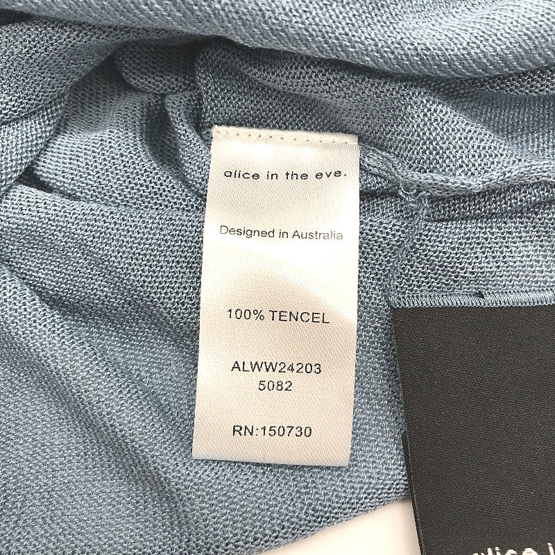 Alice in the Eve Blue Tencel Penny Sweatheart Knit Long Sleeve Women's Top Size S NEW