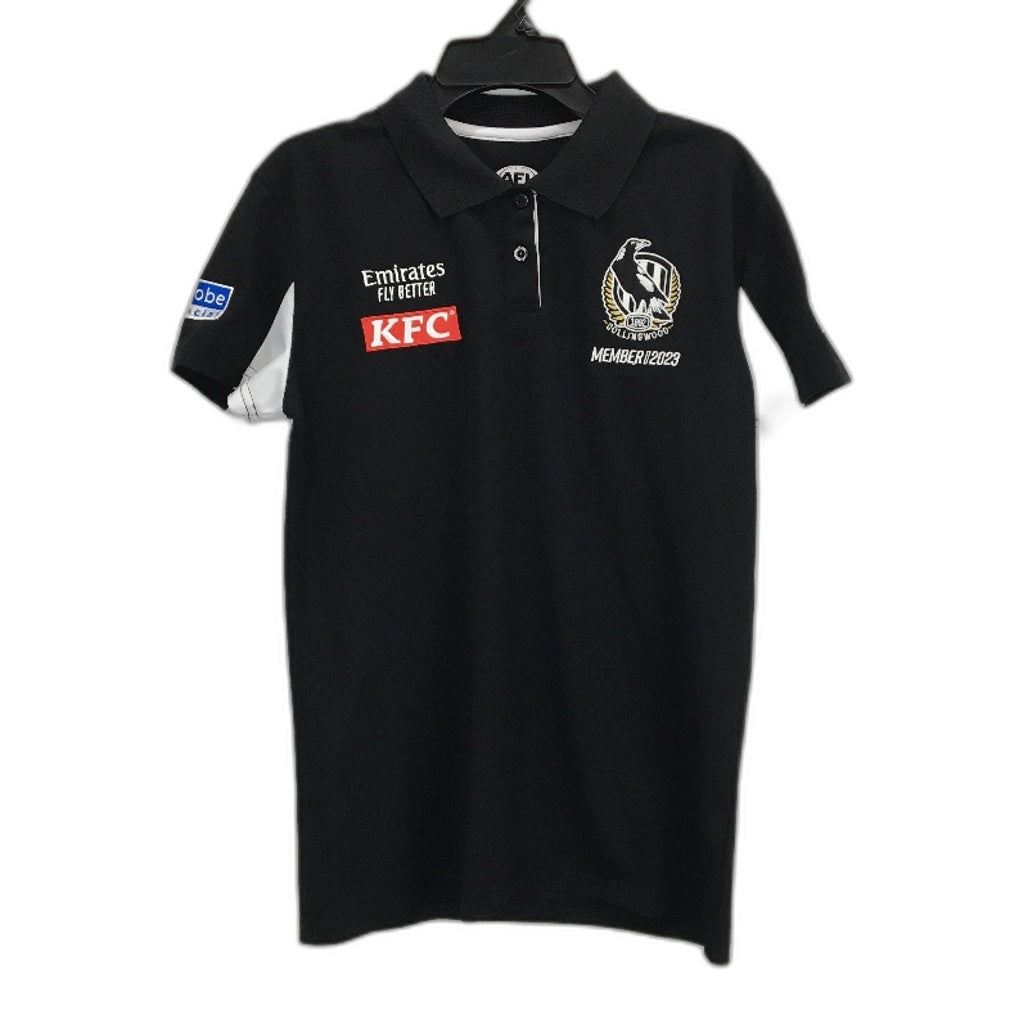 AFL Collingwood Magpies Black KFC Logo Media Polo Top Ladies Size 8 NEW