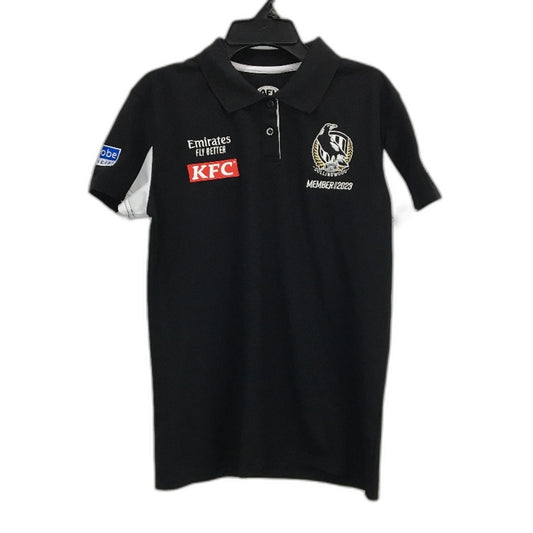 AFL Collingwood Magpies Black KFC Logo Media Polo Top Ladies  Size 8 NEW