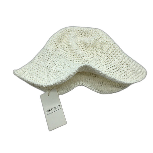 Subtitled White Vacay Straw Bucket Hat Summer Headwear Ladies One Size NEW