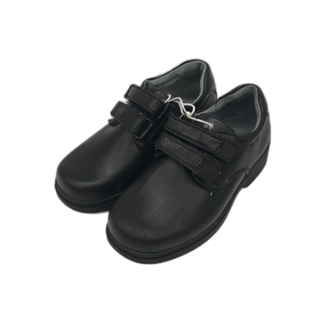 Lily & Dan Black Premium Leather School Shoes Double Strap Size Kids AU 1