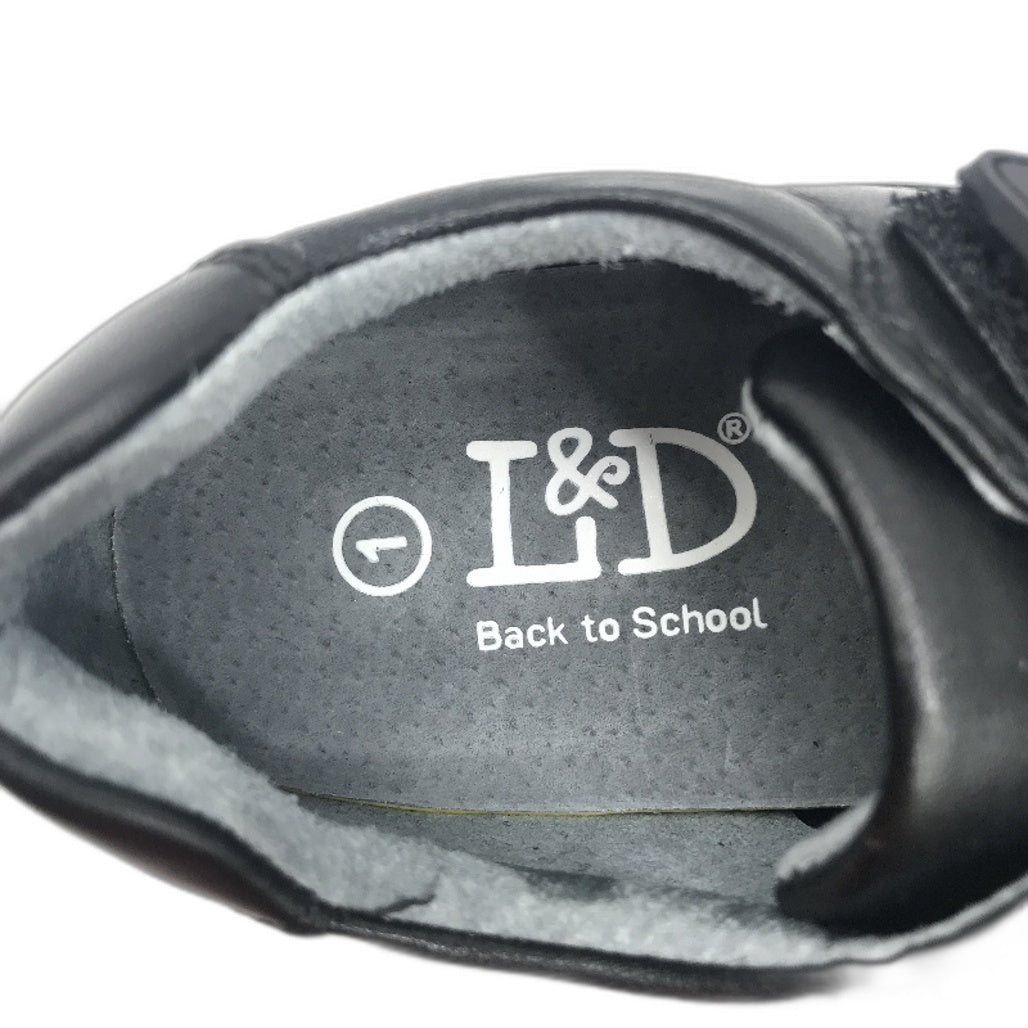 Lily & Dan Black Premium Leather School Shoes Double Strap Size Kids AU 1