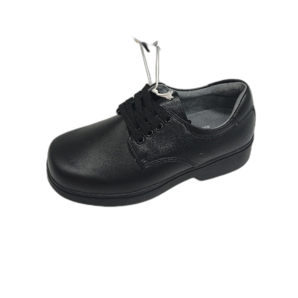 Lily & Dan Black Premium Leather School Shoes Lace-Up Size Kids AU 2