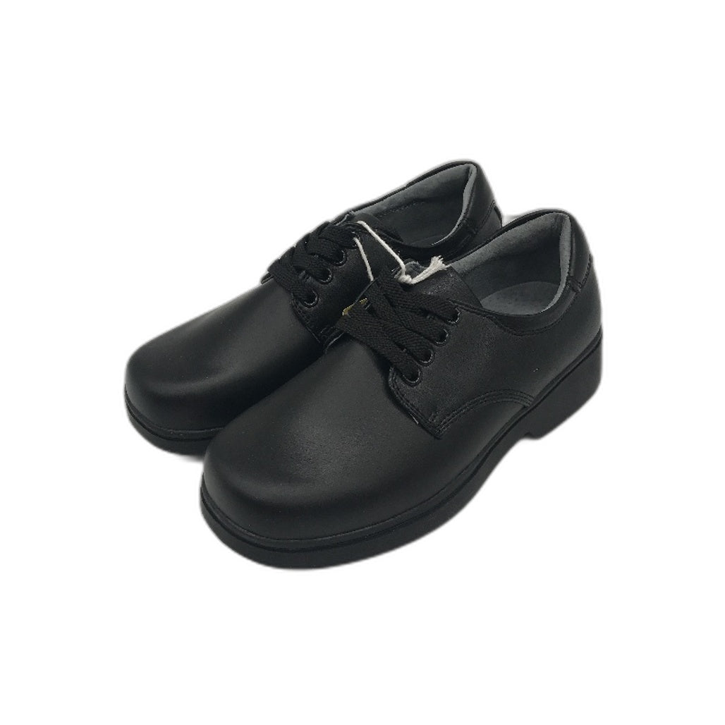 Lily & Dan Black Premium Leather School Shoes Lace-Up Size Kids AU 2