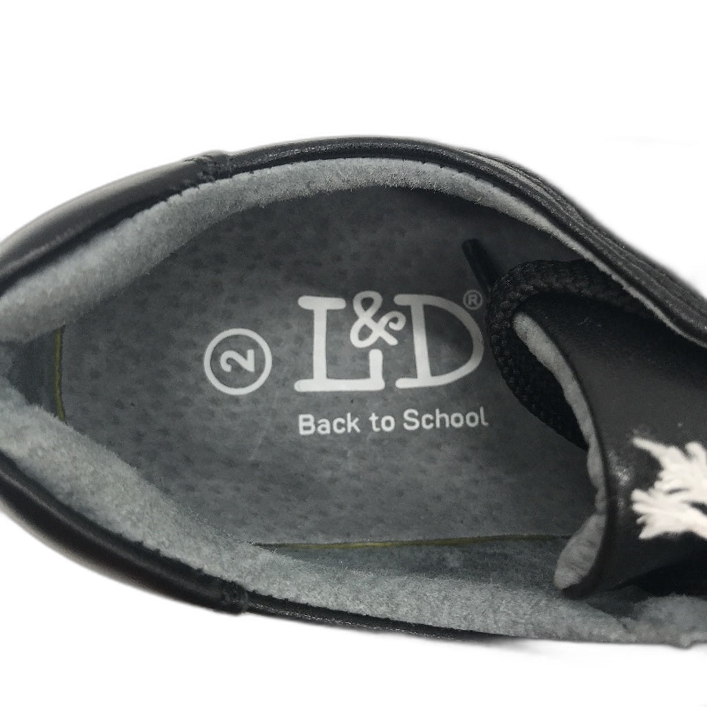Lily & Dan Black Premium Leather School Shoes Lace-Up Size Kids AU 2