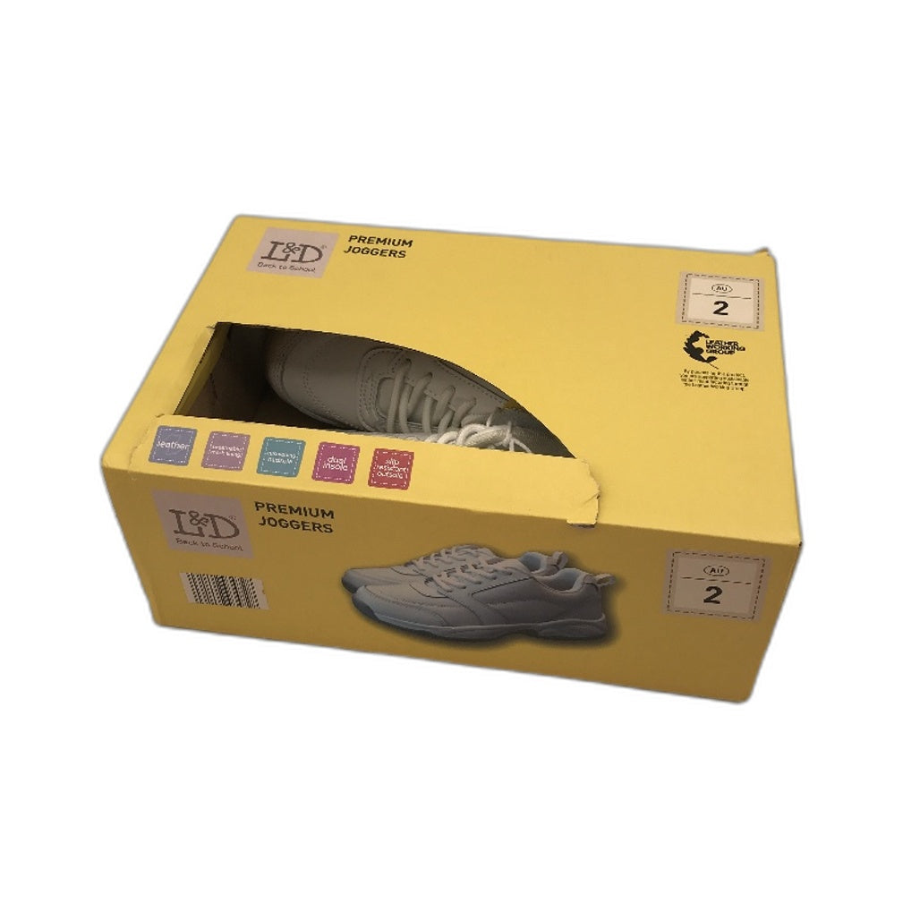 Lily & Dan White Premium Jogger Sport & School Shoes Lace-Up Size Kids AU 2