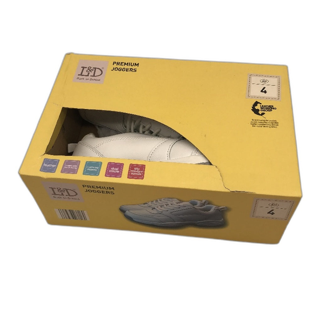 Lily & Dan White Premium Jogger Sport & School Shoes Lace-Up Size Kids AU 4