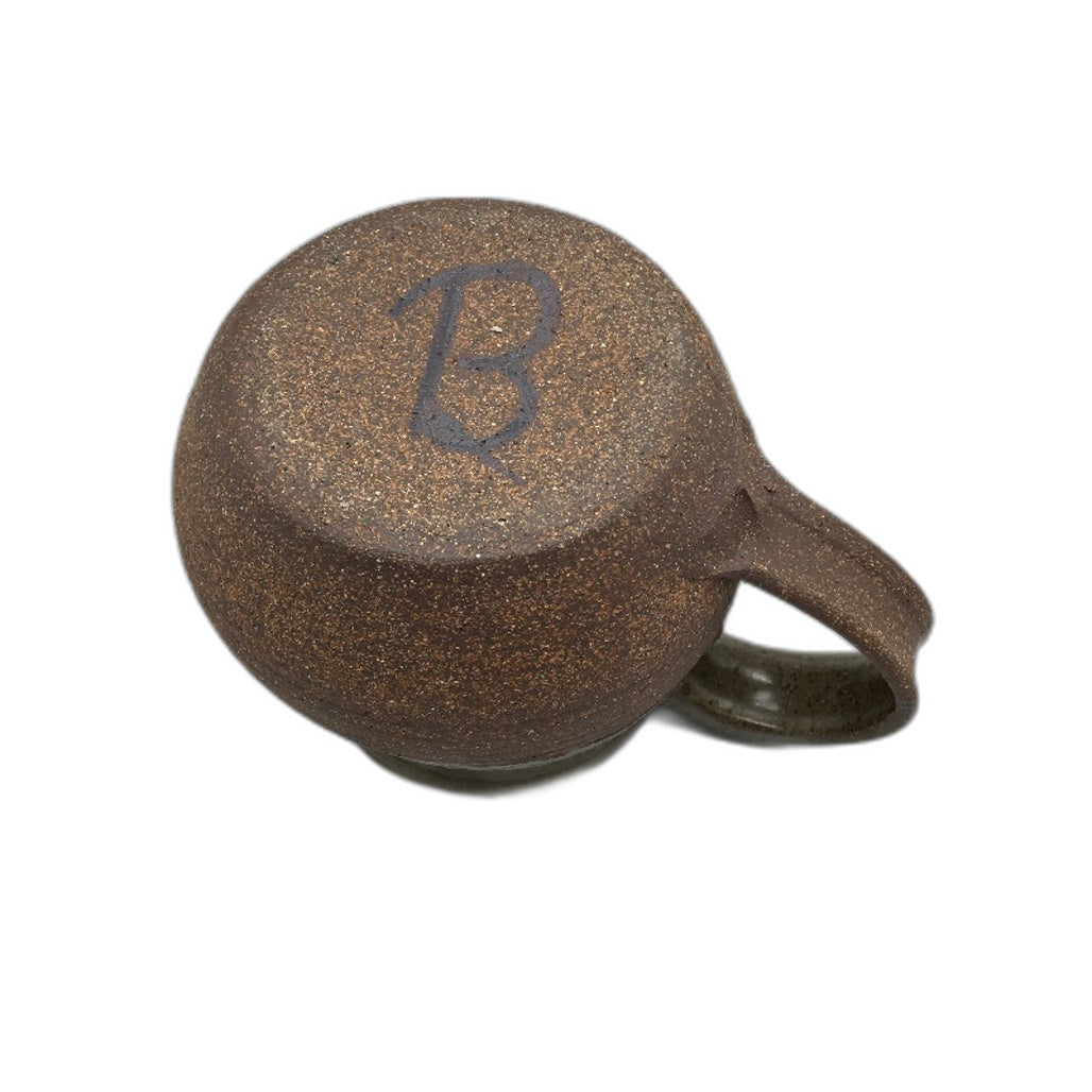 Hand Crafted 2 Tone Brown Half Glaze Stoneware Artisan Signed Pottery Jug 10cm