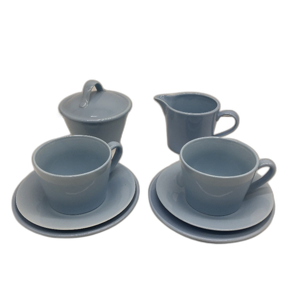 Provincial Home Living Light Blue Ceramic 9 Piece Coffe Cup Set With Sugar Bowl