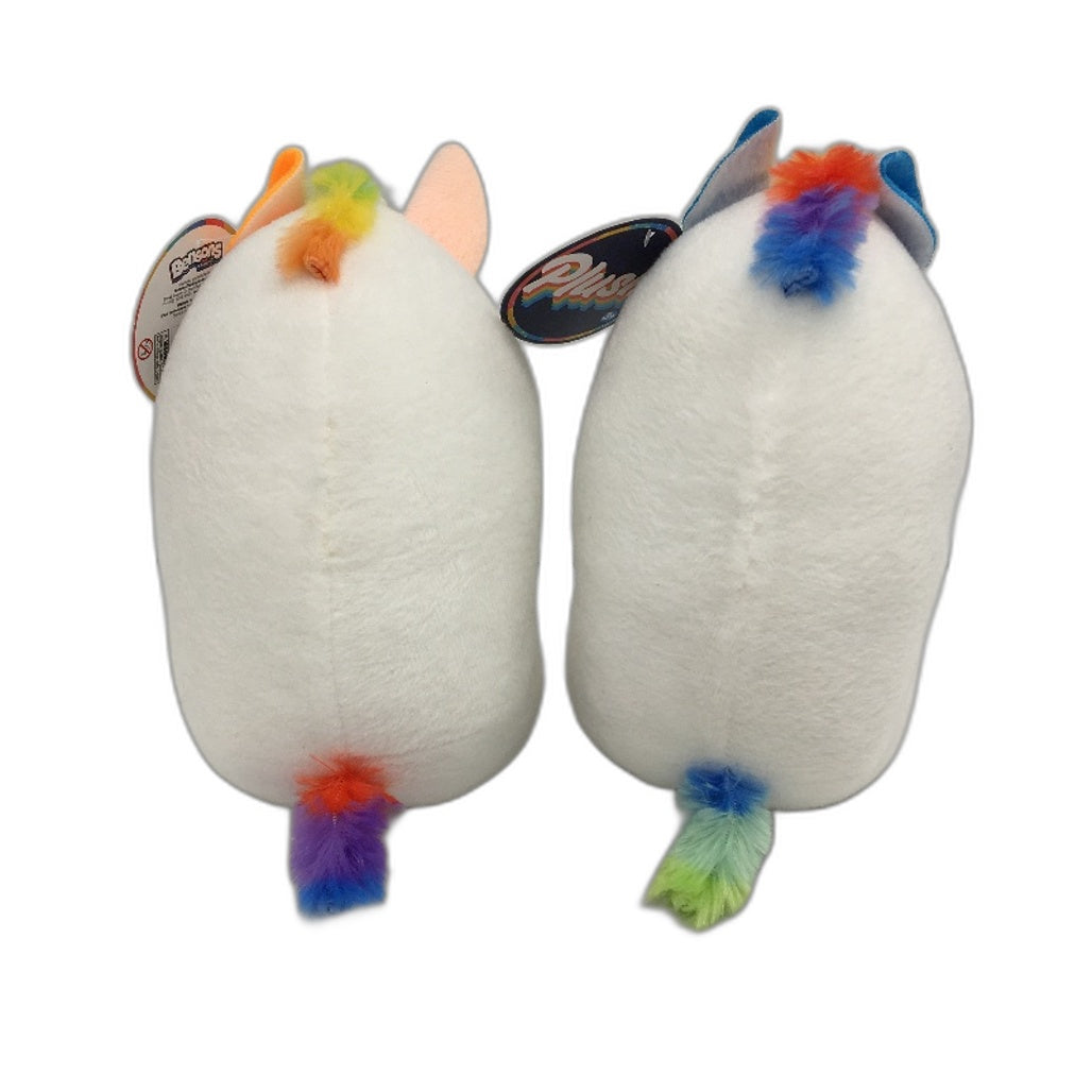 Bensons 2 Pack Rainbow Unicorn Soft Plush Toys Neon Orange & Blue Age 3Y+ NEW