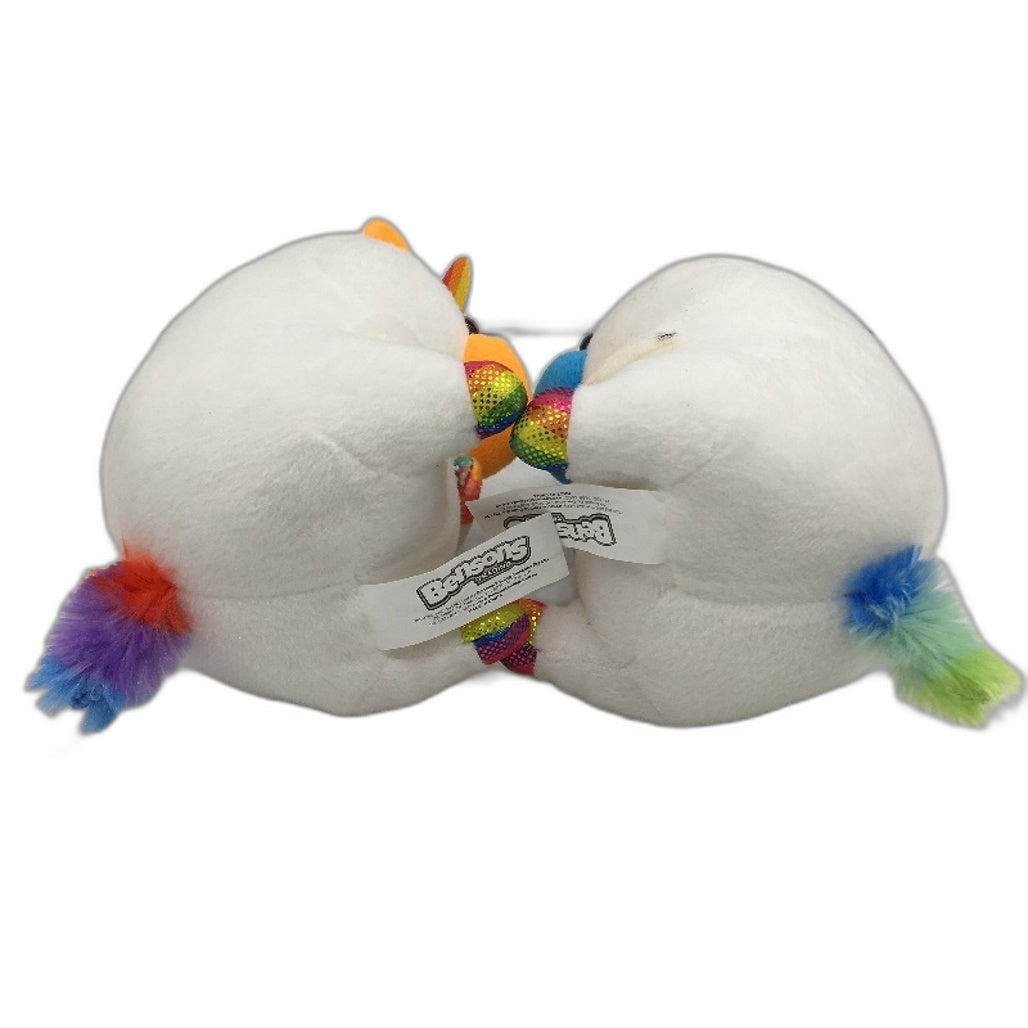 Bensons 2 Pack Rainbow Unicorn Soft Plush Toys Neon Orange & Blue Age 3Y+ NEW
