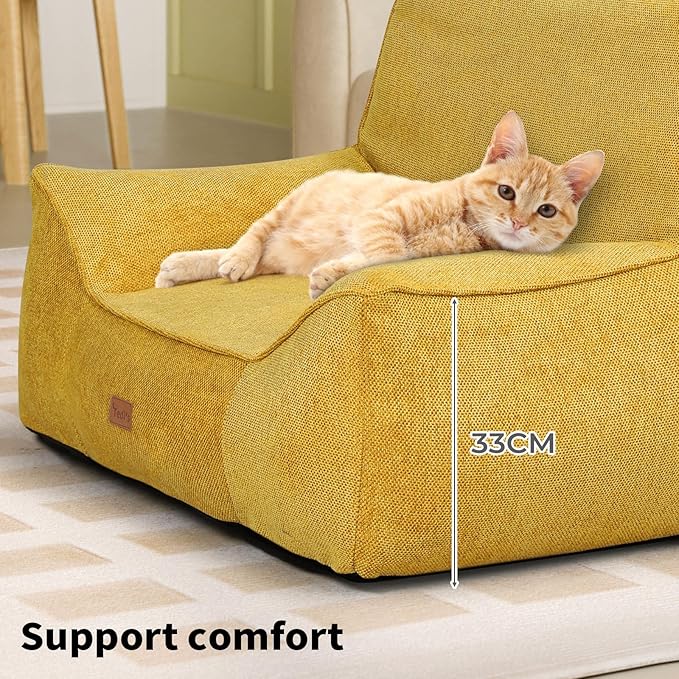 Tedi's Pet Calming Sofa Bed For Small Medium Dog Cat Removable Cover Yellow NEW