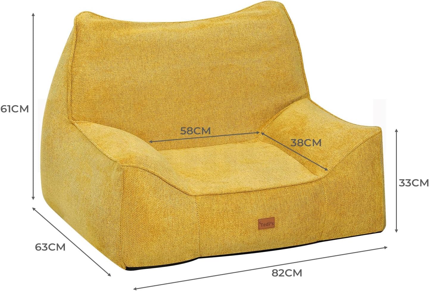 Tedi's Pet Calming Sofa Bed For Small Medium Dog Cat Removable Cover Yellow NEW