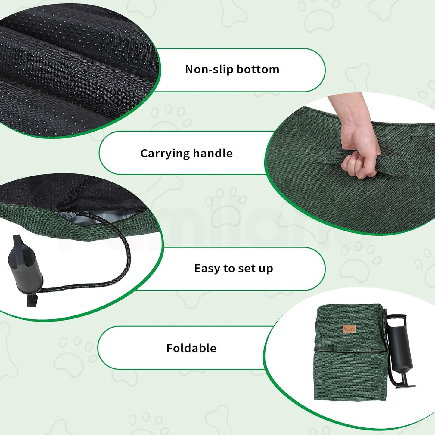 Tedi's Pet Calming Sofa Bed For Small Medium Dog Cat Removable Cover Green NEW