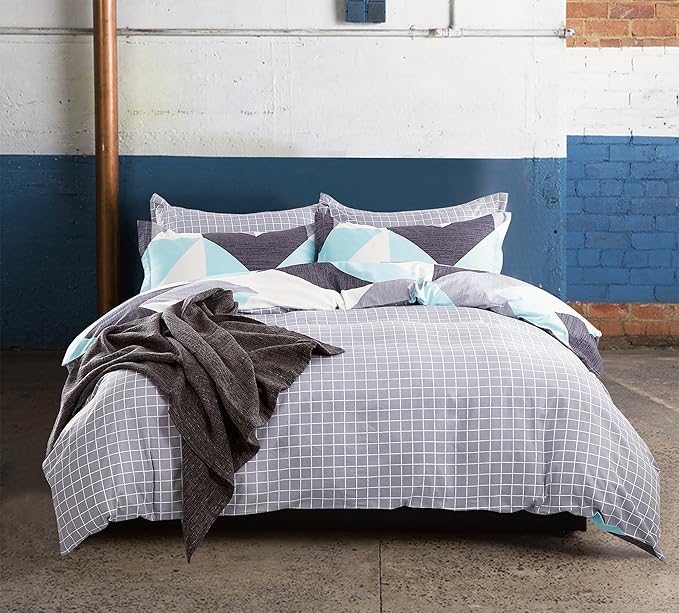 Gioia Casa 100% Cotton Modern City Reversible Quilt Cover Set 250TC Queen NEW