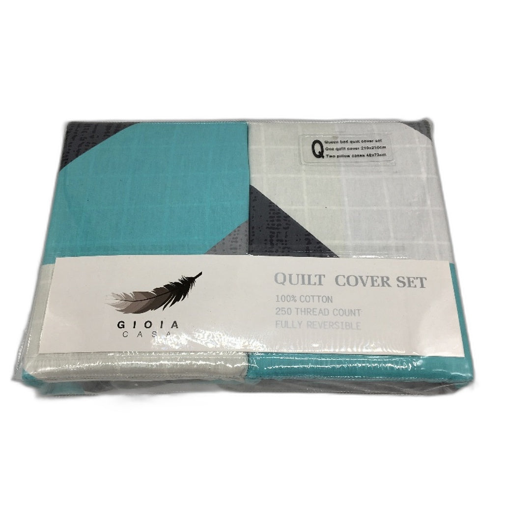 Gioia Casa 100% Cotton Modern City Reversible Quilt Cover Set 250TC Queen NEW