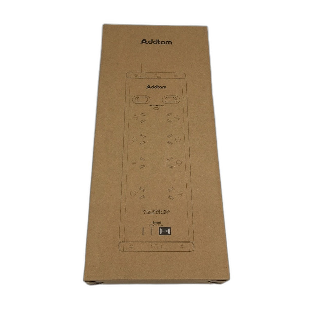 Addtam Surge Protector Power Board Strip 8 Outlets 2x USB & USBC With Switch NEW