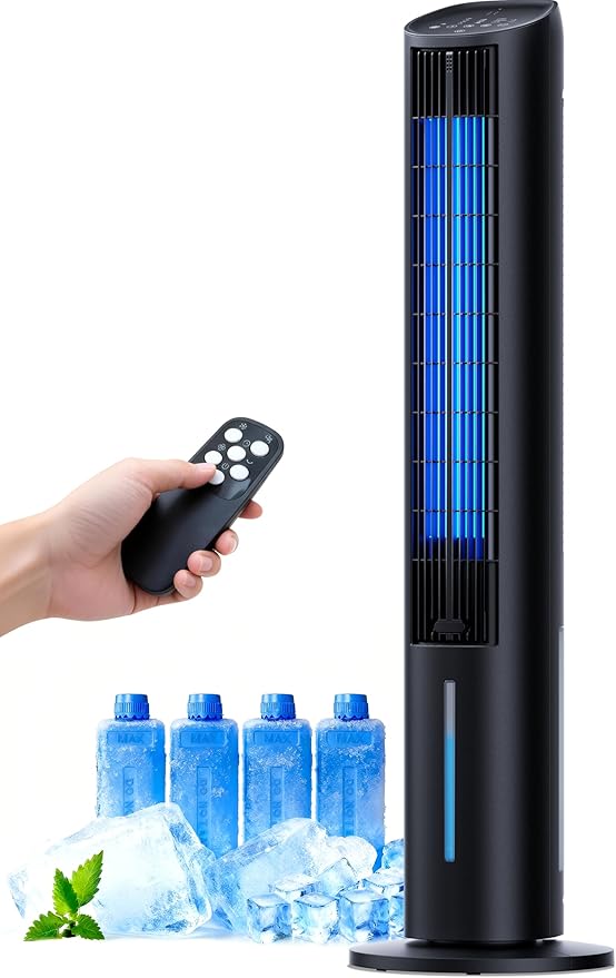 NAILGILRS 3L 75W Bladeless Oscillating Standing Tower Air Cooling Fan NEW