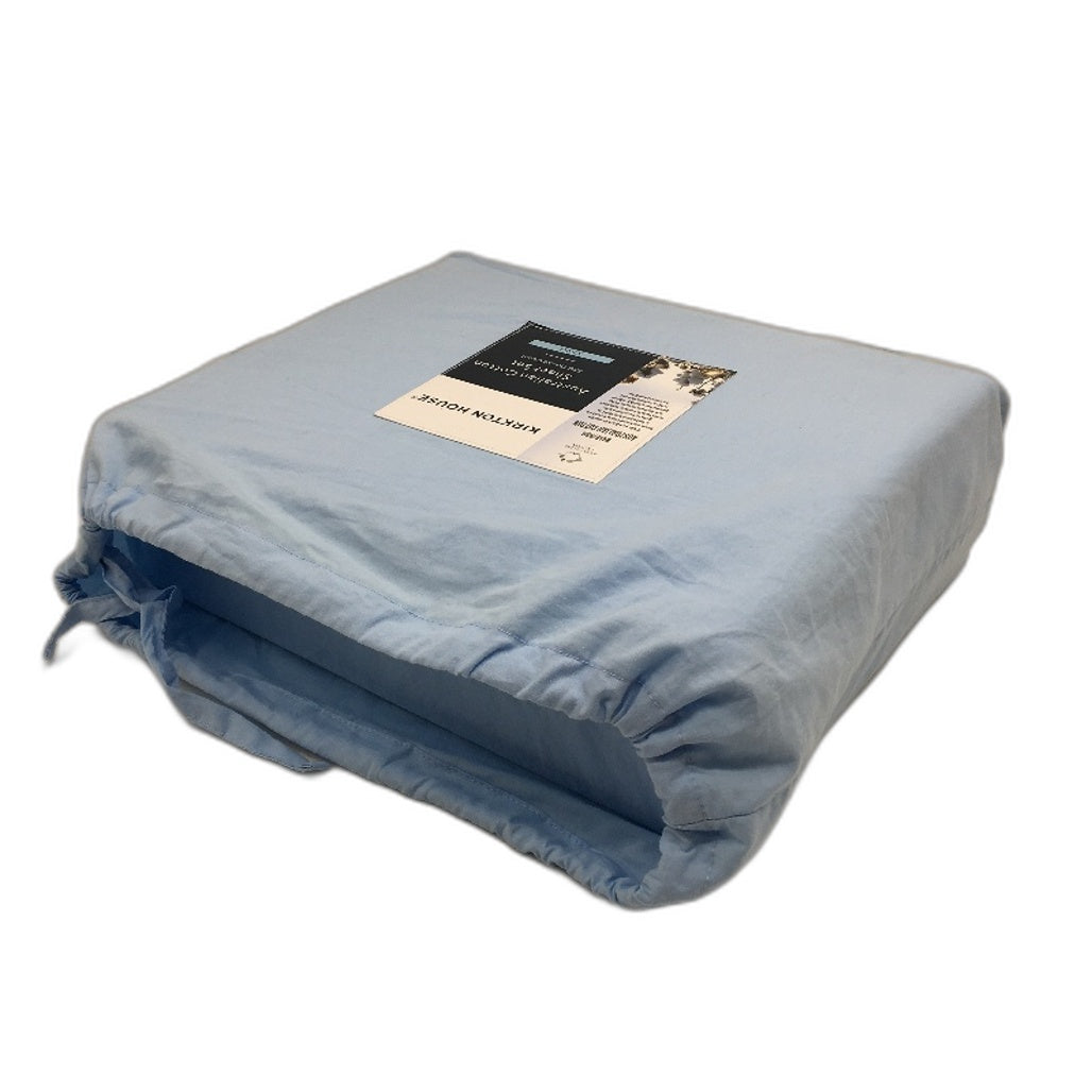 Kirkton House Light Blue 250 TC Australian Cotton Fitted Sheet Set KING Size NEW