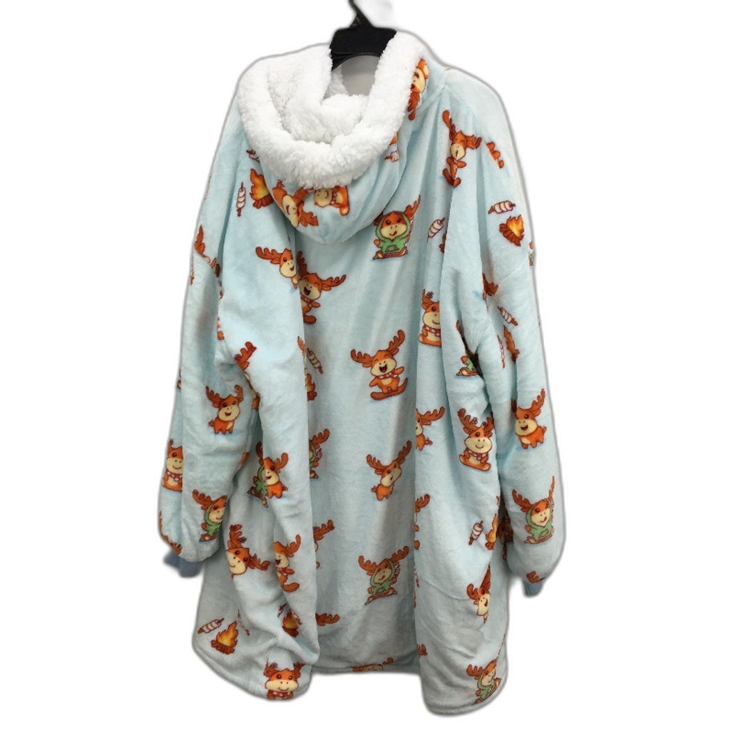 The Oodie Reindeer Light Blue Oversized Fleece Hoodie OSFM Adult